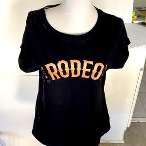 Black gold rodeo s sleeve cuffed tee shirt 100 % cotton brand new